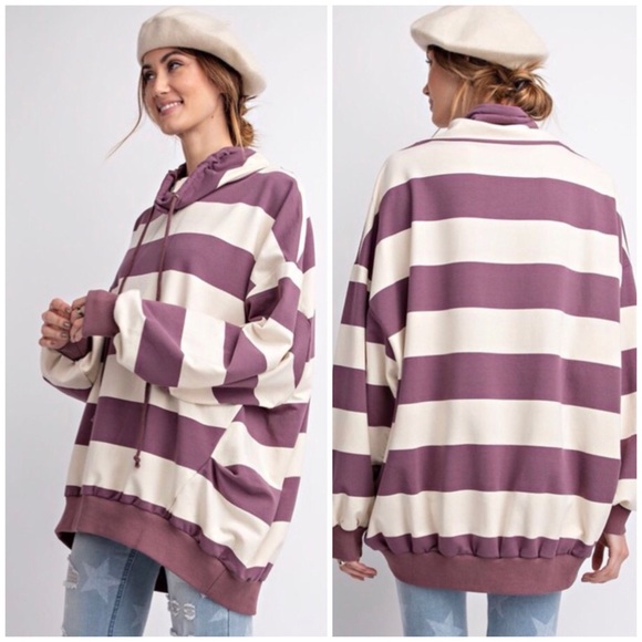 Tops - ❄️LAST3️⃣//BOLD PURPLE WHITE STRIPED TOP